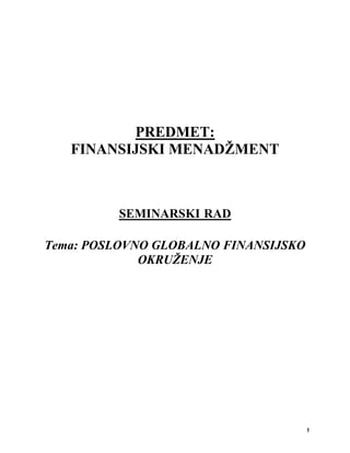 Poslovno globalno finansijsko okruženje