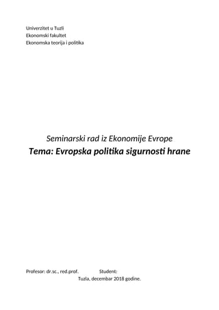 Evropska politika o sigurnosti hrane