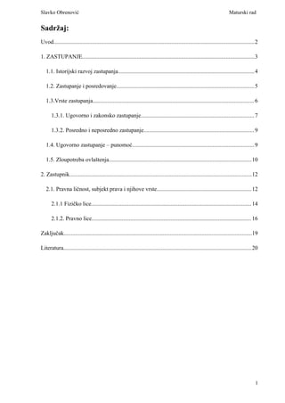 Zastupanje u pravu: analiza instituta i vrsta