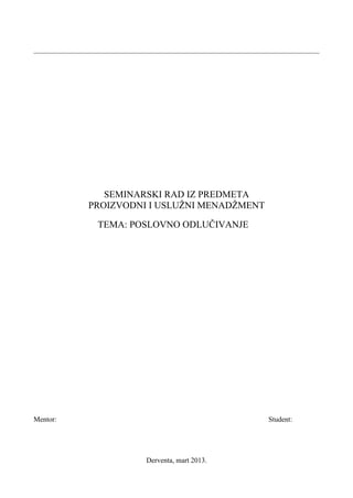 Poslovno odlučivanje