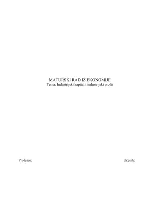 Industrijski kapital i industrijski prfit