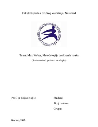 Max Weber-Metodologija društvenih nauka