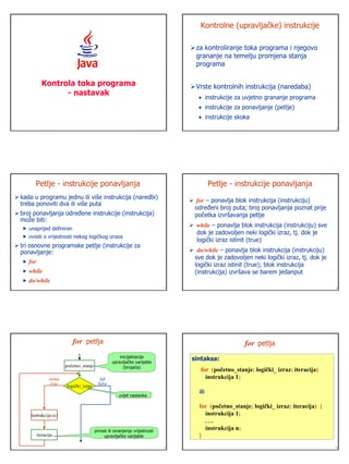 JAVA – kontrola toka programa