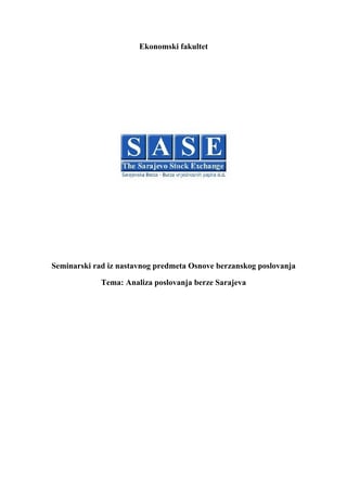 Analiza poslovanja berze Sarajeva