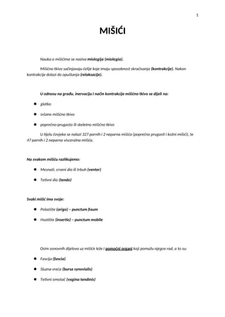 Mišići: skripta iz anatomije