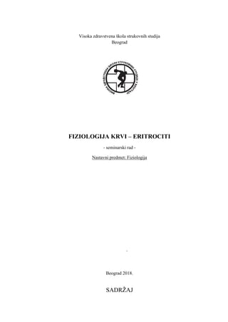 Fiziologija krvi- Eritrociti
