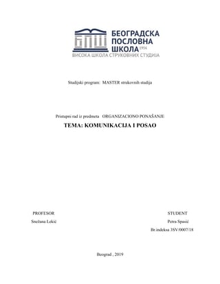 Komunikacija i posao: analiza organizacionog ponašanja