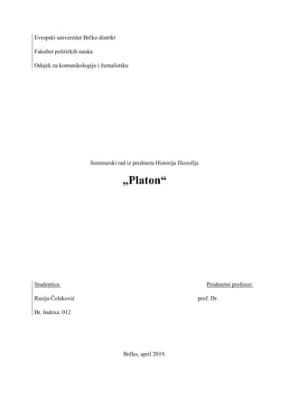 Platon: analiza filozofskog učenja