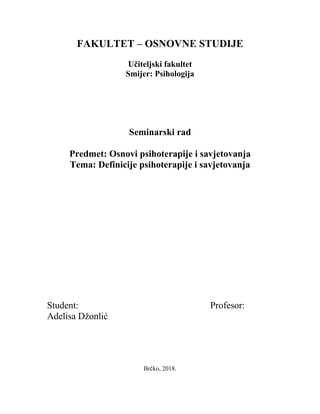 Osnovi psihoterapije i savjetovanja