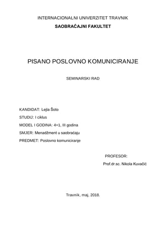 Pisano poslovno komuniciranje