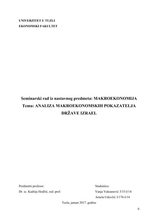 Analiza makroekonomskih pokazatelja države Izrael