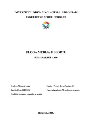 Uloga medija u sportu