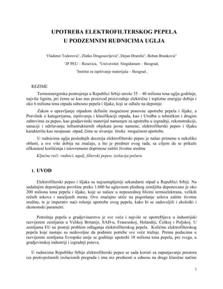 Upotreba elektrofilterskog pepela u podzemnim rudnicima uglja