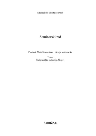 Matematička indukcija – Nizovi