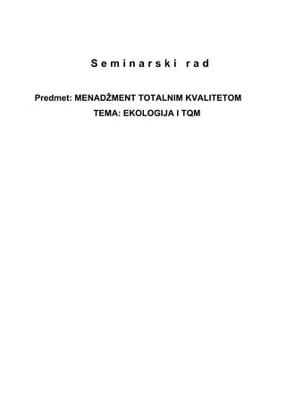 EKOLOGIJA I TQM