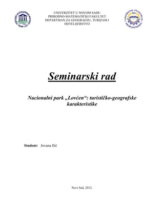 Nacionalni park Lovćen – Turističko-geografske karakteristike