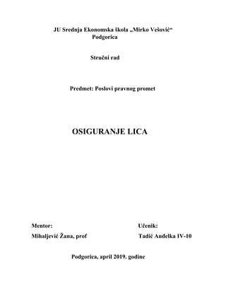 Stručni rad- OSIGURANJE LICA