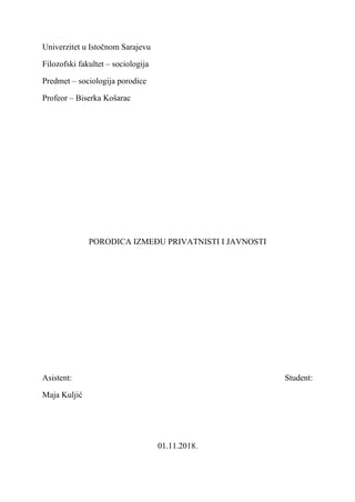 Porodica između privatnosti i javnosti