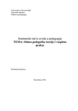 Odnos pedagoške teorije i vaspitnoobrazovne prakse