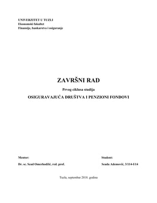 Osiguravajuća društva i penzioni fondovi