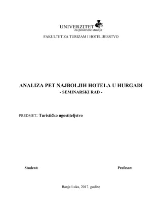 Analiza pet najboljih hotela u Hurgadi