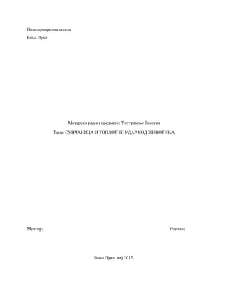 Sunčanica i toplotni udar kod životinja