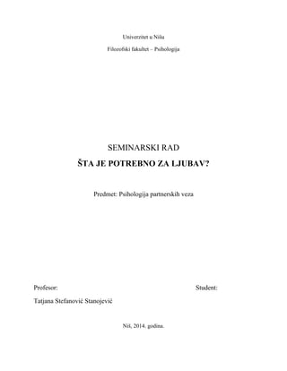 Šta je potrebno za ljubav
