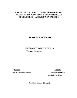 Društvo: sociološka analiza