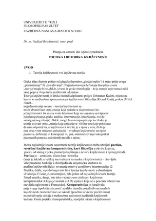 Retorika i poetika književnosti