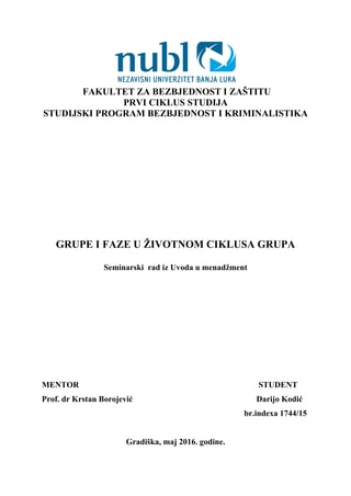 Grupe i faze u životnom ciklusu grupa
