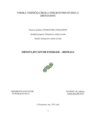 Obnovljivi izvori energije: biomasa