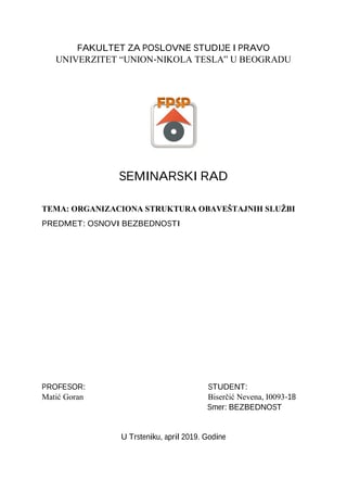 Organizaciona struktura obaveštajnih službi