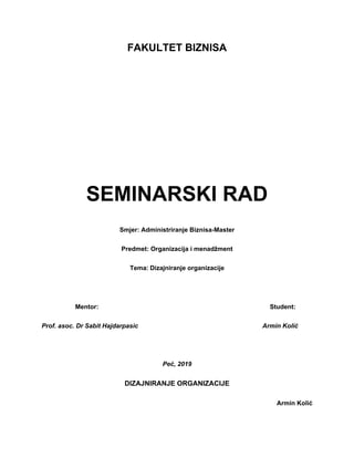 Dizajniranje organizacije