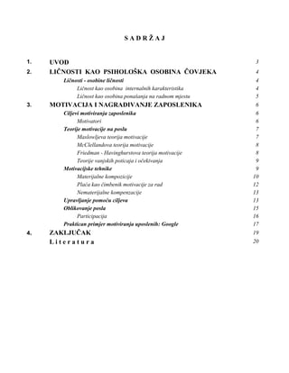 Sustav motiviranja i nagrađivanja radnika