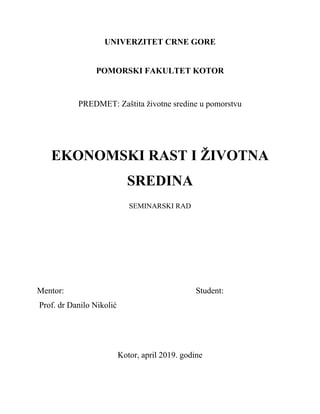 Ekonomski rast i životna sredina