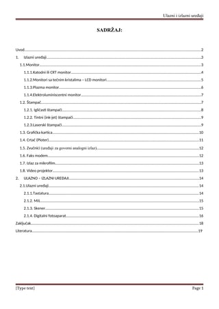 Izlazni i ulazni uređaji