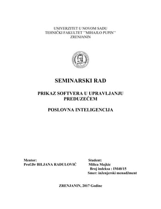Prikaz softvera u upravljanju preduzećem: poslovna inteligencija
