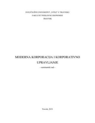 Moderna korporacija i korporativno upravljanje
