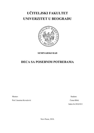 Deca sa posebnim potrebama: analiza i preporuke