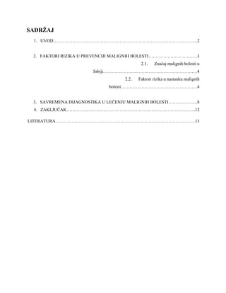 Prevencija i savremena dijagnostika u lecenju malignih bolesti