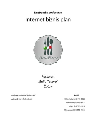 Biznis plan – restoran