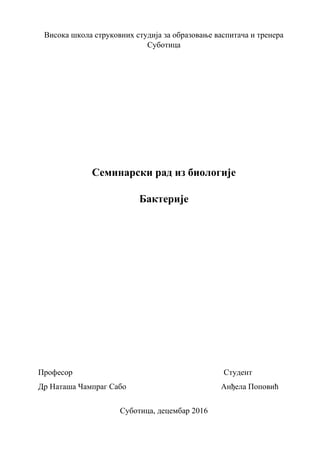 Bakterije: seminarski rad iz biologije