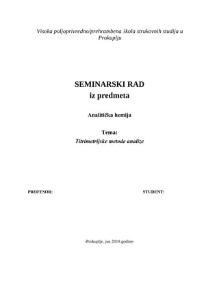 Titrimetrijske metode analize