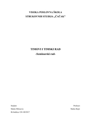 Timovi i timski rad