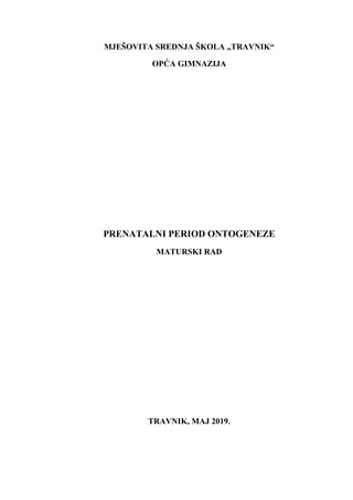 Prenatalni period ontogeneze