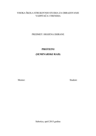 Proteini: seminarski rad