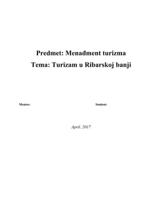 Turizam u Ribarskoj banji