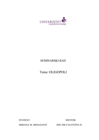 Oligopoli: analiza tržišne strukture i uticaja