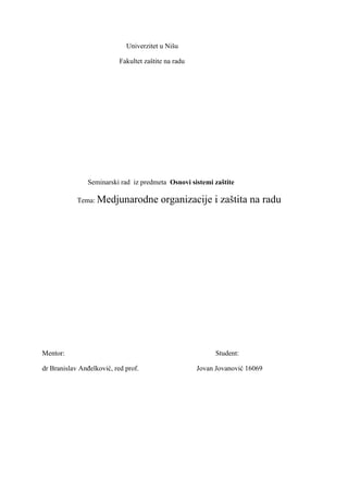 Medjunarodne organizacije i zaštita na radu