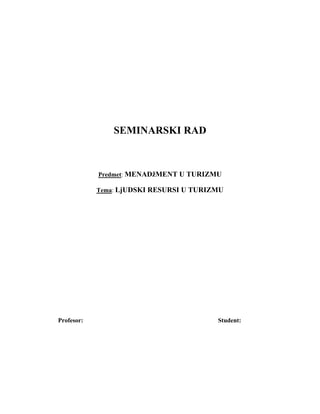 Ljudski resursi u turizmu